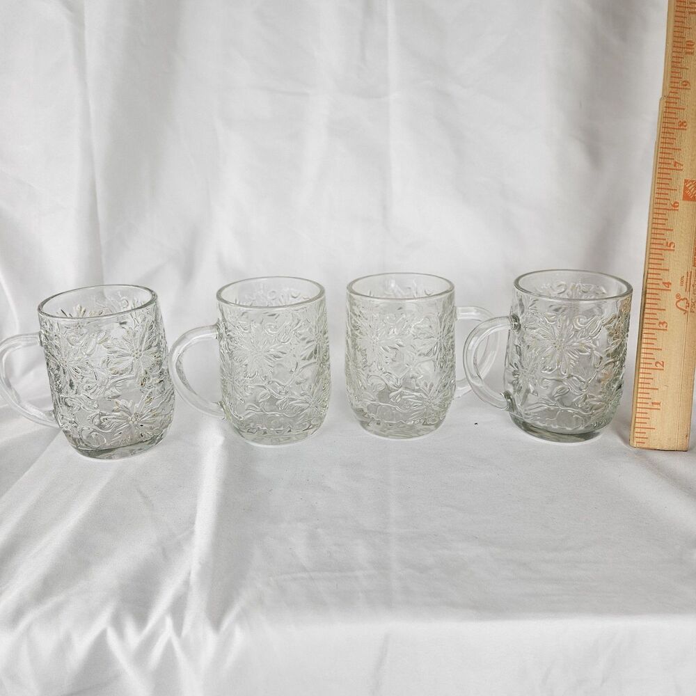 Set of 4 Princess‎ House Fantasia Glass Coffee Mugs